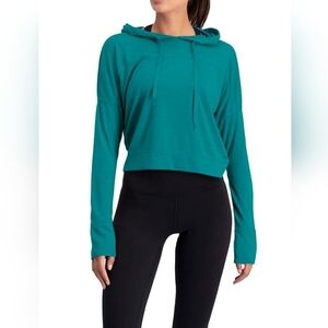 Three Sixty Six Women's Long-Sleeve Crop Top Hoodie, EVERGLADE GREEN, Multi Sz